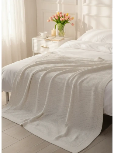 Плед 180х220 на кровать диван покрывало вязаный Хлопок 100 % фото 2