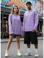 Свитер оверсайз рваный женский и мужской теплая унисекс