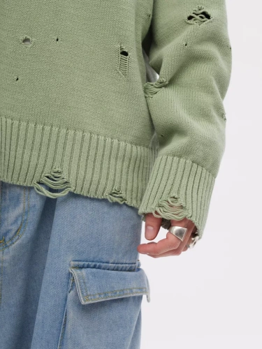 Свитер оверсайз рваный женский и мужской теплый унисекс фото 5