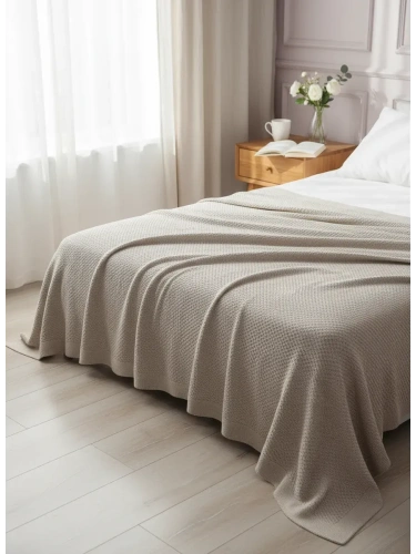 Плед 220х240 на кровать диван покрывало вязаный Хлопок 100 % фото 3