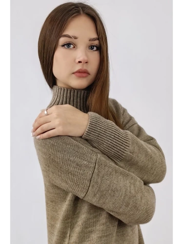 Свитер оверсайз с горлом теплый шерстяной Джемпер фото 5