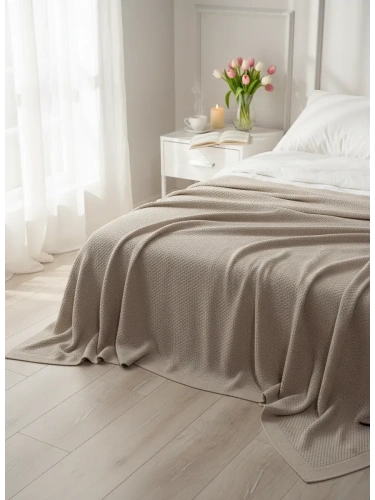 Плед 220х240 на кровать диван покрывало вязаный Хлопок 100 % фото 6