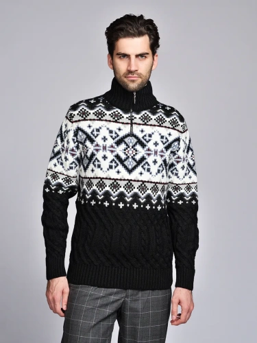 Свитер мужской на молнии теплый шерстяной фото 5