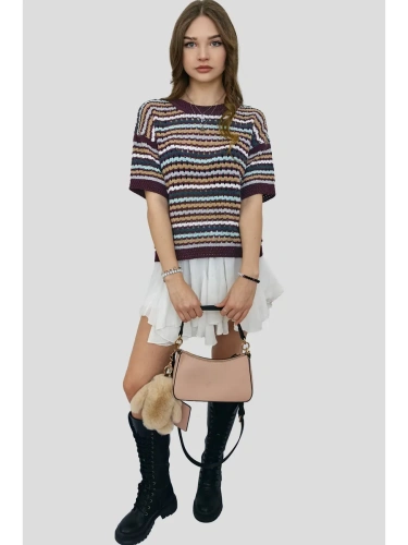 Кофта нарядная оверсайз укороченный ажурная кружевная сетка фото 4