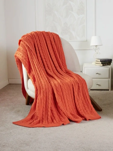 Плед 220x240 на кровать диван покрывало вязаный хлопок 100% фото 3