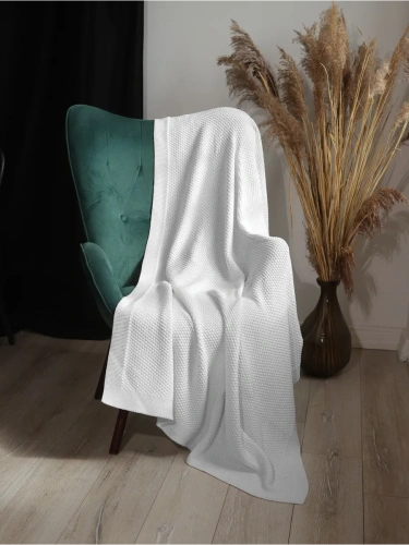 Плед 180х220 на кровать диван покрывало вязаный Хлопок 100 % фото 3