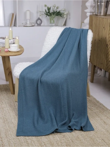 Плед 220х240 на кровать диван покрывало вязаный Хлопок 100 % фото 2