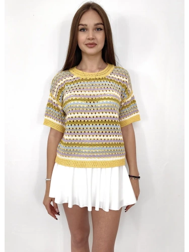 Кофта нарядная оверсайз укороченный ажурная кружевная сетка фото 3