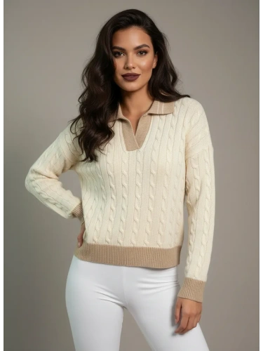 Свитер вязаный с отложным воротником фото 5