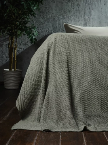 Плед 200х220 на кровать диван покрывало вязаный Хлопок 100 %