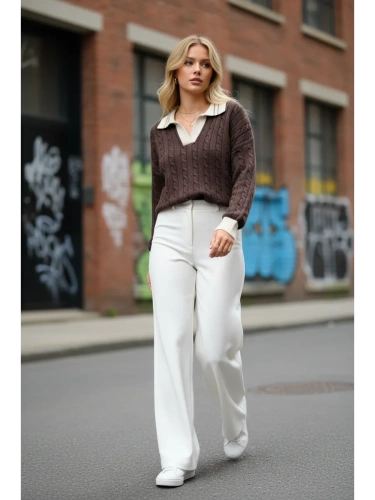 Свитер вязаный с отложным воротником фото 10