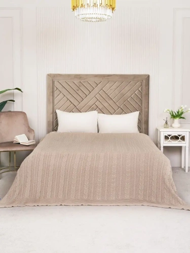 Плед 220х240 на кровать диван покрывало вязаный Хлопок 100 % фото 4