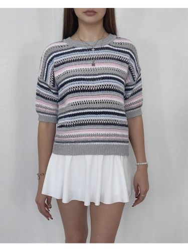 Кофта нарядная оверсайз укороченный ажурная кружевная сетка