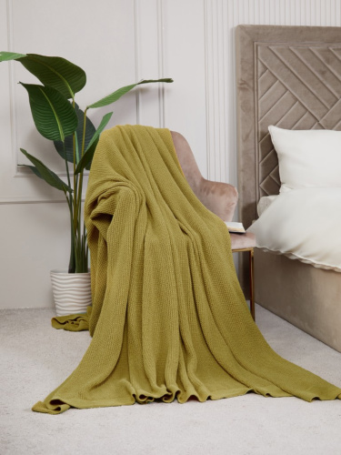 Плед 220х240 на кровать диван покрывало вязаный Хлопок 100 % фото 6