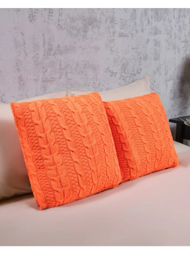 Наволочка декоративная вязаная для подушки 45 x 45 см хлопок фото 2