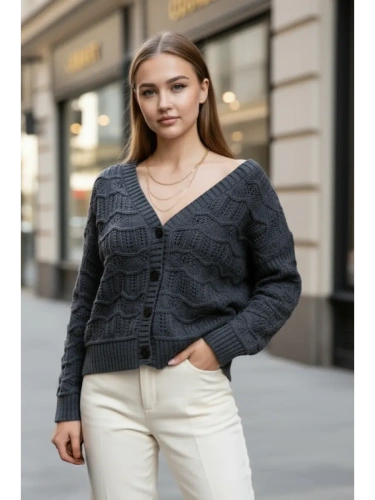 Кардиган женский кроше укороченный оверсайз фото 5