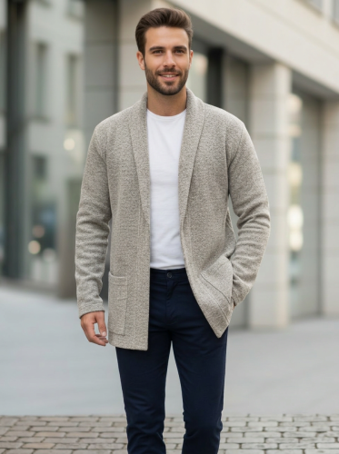 Кардиган длинный вязаный повседневный накидка удлиненный фото 2