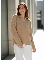 Свитер оверсайз удлиненный вязаный поло