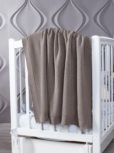 Плед вязаный для малыша 110x90 см хлопок для новорожденных фото 2