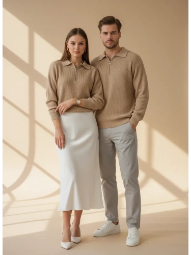 Свитер оверсайз теплый вязаный на молнии с воротником фото 4