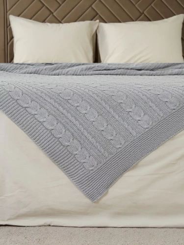 Плед 200х220 на кровать диван покрывало вязаный Хлопок 100 %