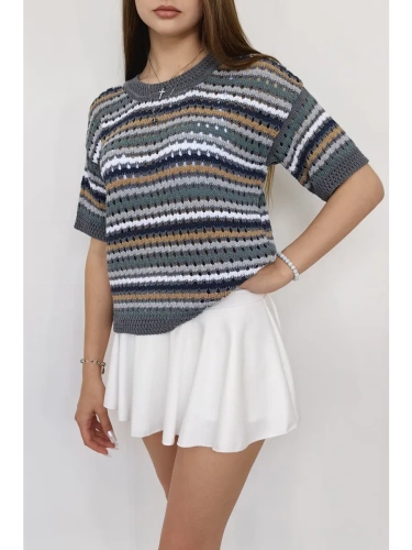 Кофта нарядная оверсайз укороченный ажурная кружевная сетка