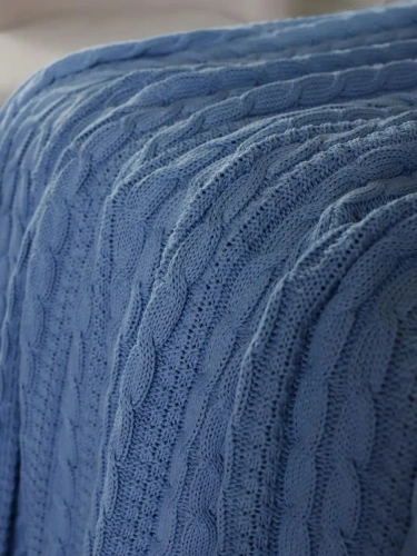 Плед 180x220 на кровать диван покрывало вязаный хлопок 100% фото 3