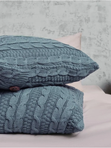 Наволочка декоративная вязаная для подушки 45 x 45 см хлопок фото 2