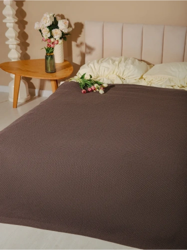 Плед 200х220 на кровать диван покрывало вязаный Хлопок 100 % фото 3