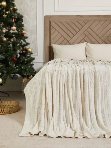 Плед 220х240 на кровать диван покрывало вязаный Хлопок 100 % фото 5