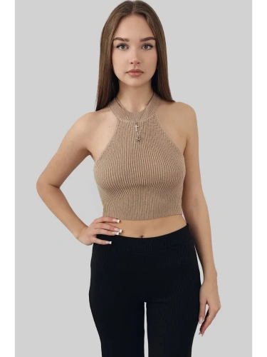 Топ летний вечерний кроп вязаный в офис под пиджак фото 5