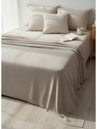 Плед 220х240 на кровать диван покрывало вязаный Хлопок 100 %