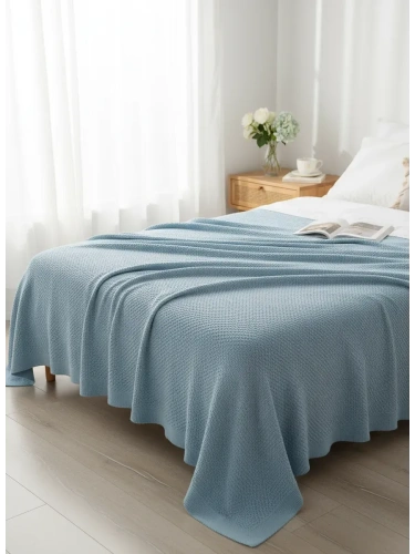 Плед 160х220 на кровать диван покрывало вязаный Хлопок 100 %