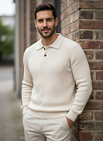 Свитер оверсайз теплый вязаный на пуговицах с воротником