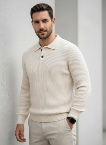 Свитер оверсайз теплый вязаный на пуговицах с воротником фото 3