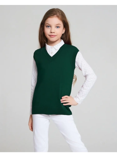 Жилет для девочки мальчика зеленый жилетка школьный фото 3