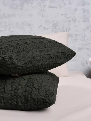 Наволочка декоративная вязаная для подушки 45 x 45 см хлопок фото 4
