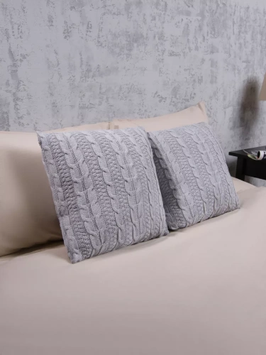 Наволочка декоративная вязаная для подушки 45 x 45 см хлопок фото 3