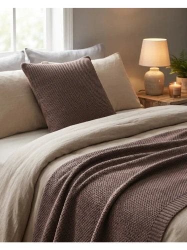 Наволочка декоративная вязаная для подушки 45 x 45 см хлопок фото 4