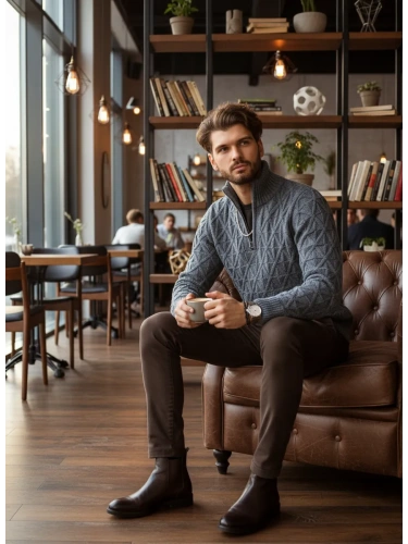 Свитер мужской с горлом молнией теплый шерстяной фото 5