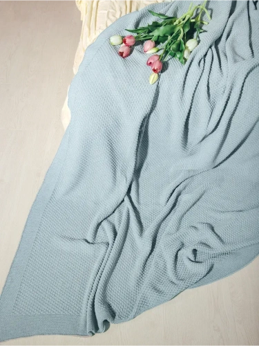 Плед 160х220 на кровать диван покрывало вязаный Хлопок 100 % фото 5