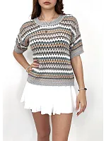 Кофта нарядная оверсайз укороченный ажурная кружевная сетка