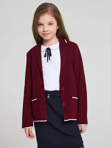 Кардиган Пиджак для девочки Школьный вязаный Жакет кофта фото 6