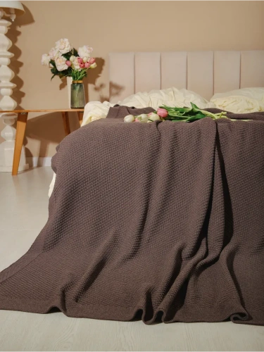 Плед 220х240 на кровать диван покрывало вязаный Хлопок 100 % фото 4