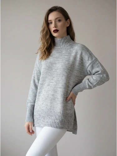 Свитер оверсайз с горлом теплый шерстяной Джемпер фото 4