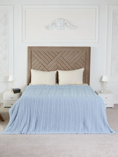 Плед 200x220 на кровать диван покрывало вязаный хлопок 100% фото 5