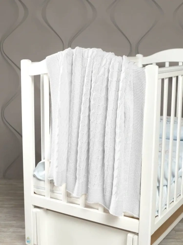 Плед вязаный для малыша 110x90 см хлопок для новорожденных фото 3