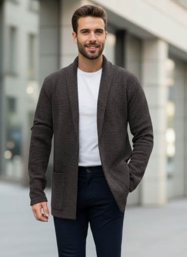 Кардиган длинный вязаный повседневный накидка удлиненный фото 4