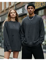 Свитер оверсайз рваный женский и мужской теплая унисекс