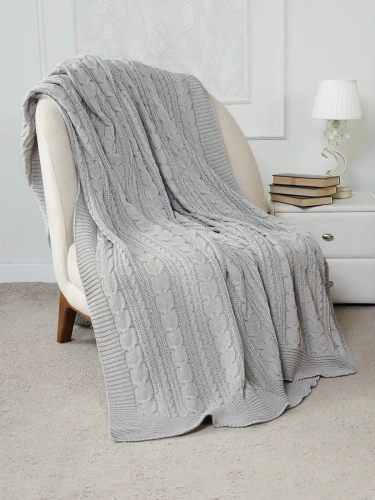 Плед 160х220 на кровать диван покрывало вязаный Хлопок 100 %